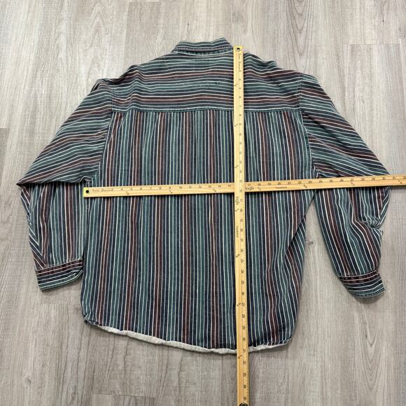 Vintage Denim Express Striped Shirt Men's Extra Large XL 90s Vertical Striped - Picture 6 of 6